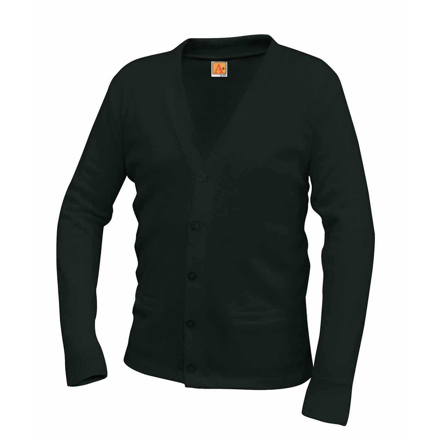 Unisex Jersey Knit 5-Button V-Neck Pocket Cardigan w/Logo - 1225