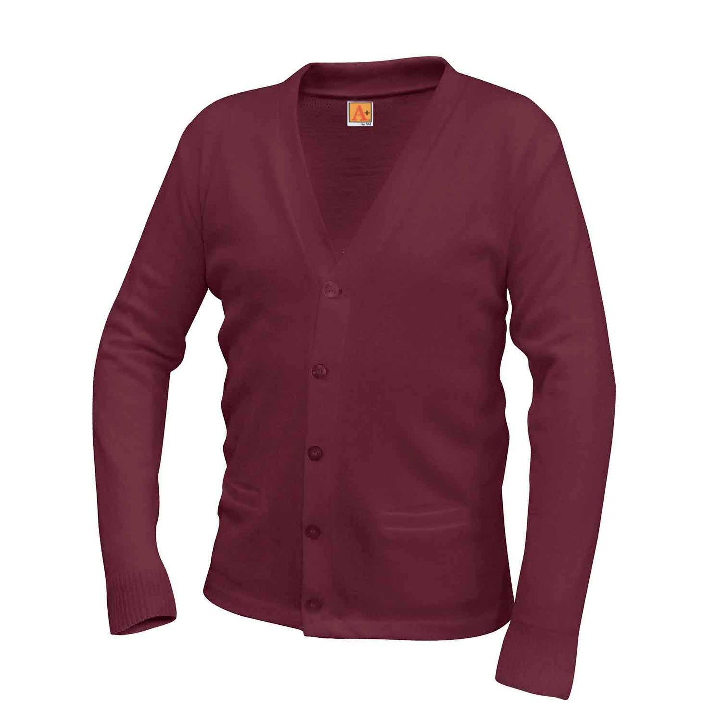 Unisex Jersey Knit 5-Button V-Neck Pocket Cardigan w/Logo - 1225