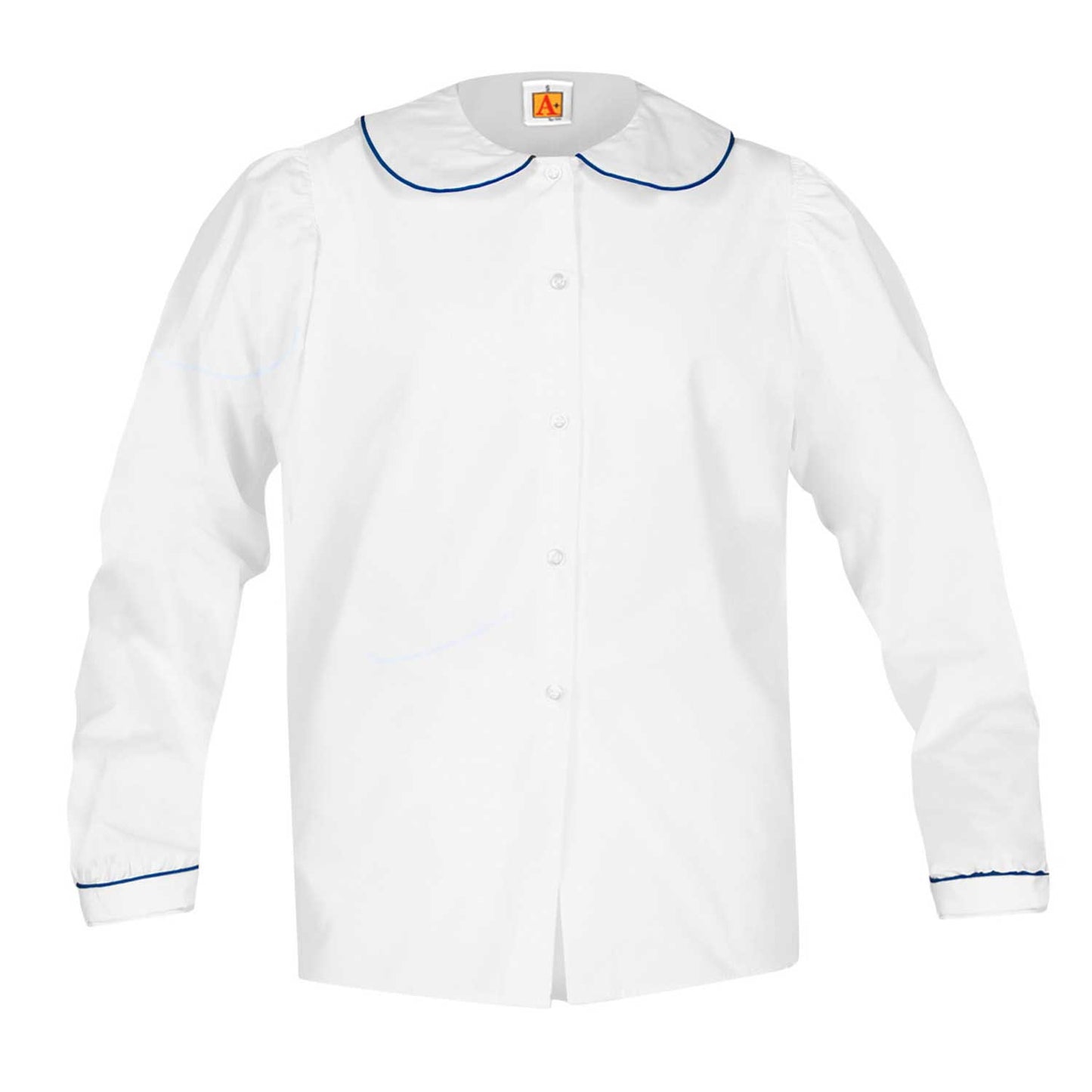Puffed Long Sleeve Broadcloth Blouse - 1200
