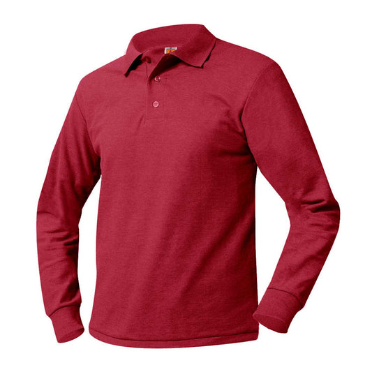 Men's/Unisex Pique Polo Shirt, Long Sleeves, Ribbed Cuffs w/Logo- 1204