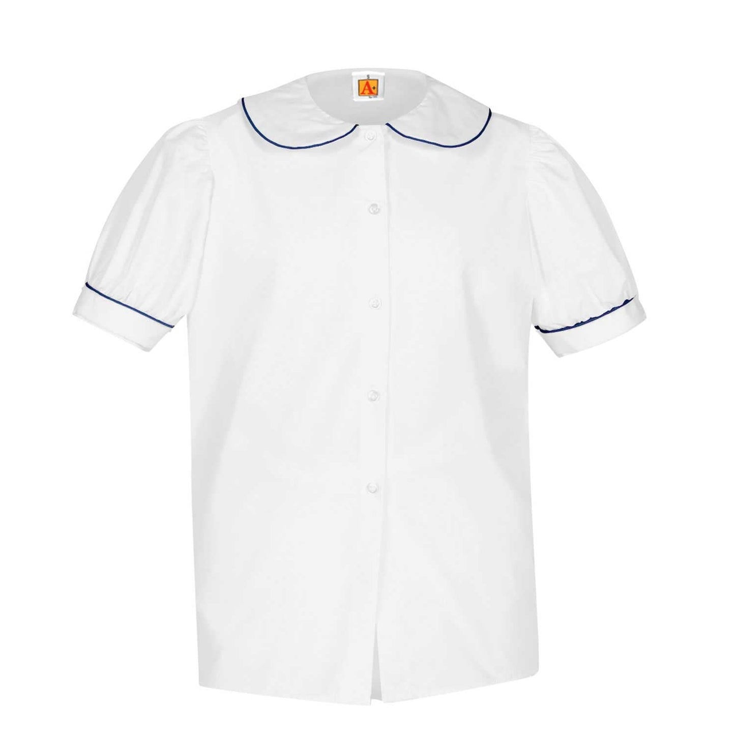 Puffed Short Sleeve Broadcloth Blouse - 1200