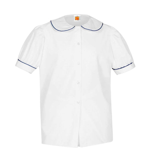 Puffed Short Sleeve Broadcloth Blouse - 1207