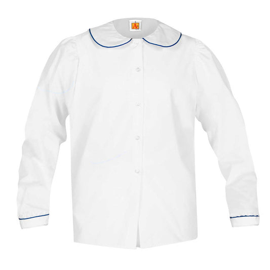 Puffed Long Sleeve Broadcloth Blouse - 1207